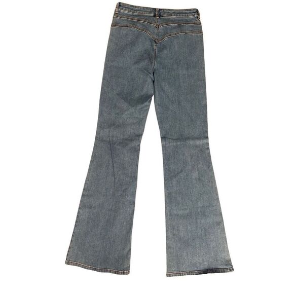 Modcloth The Bianca Flared Leg Retro Style Light Blue Jeans Front Seams Size 8 - Picture 3 of 12